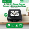 X-SERIES Single Burner Tempered Glass Gas Stove Cast Iron & Automatic Ignition | XGS-GLASS1BX