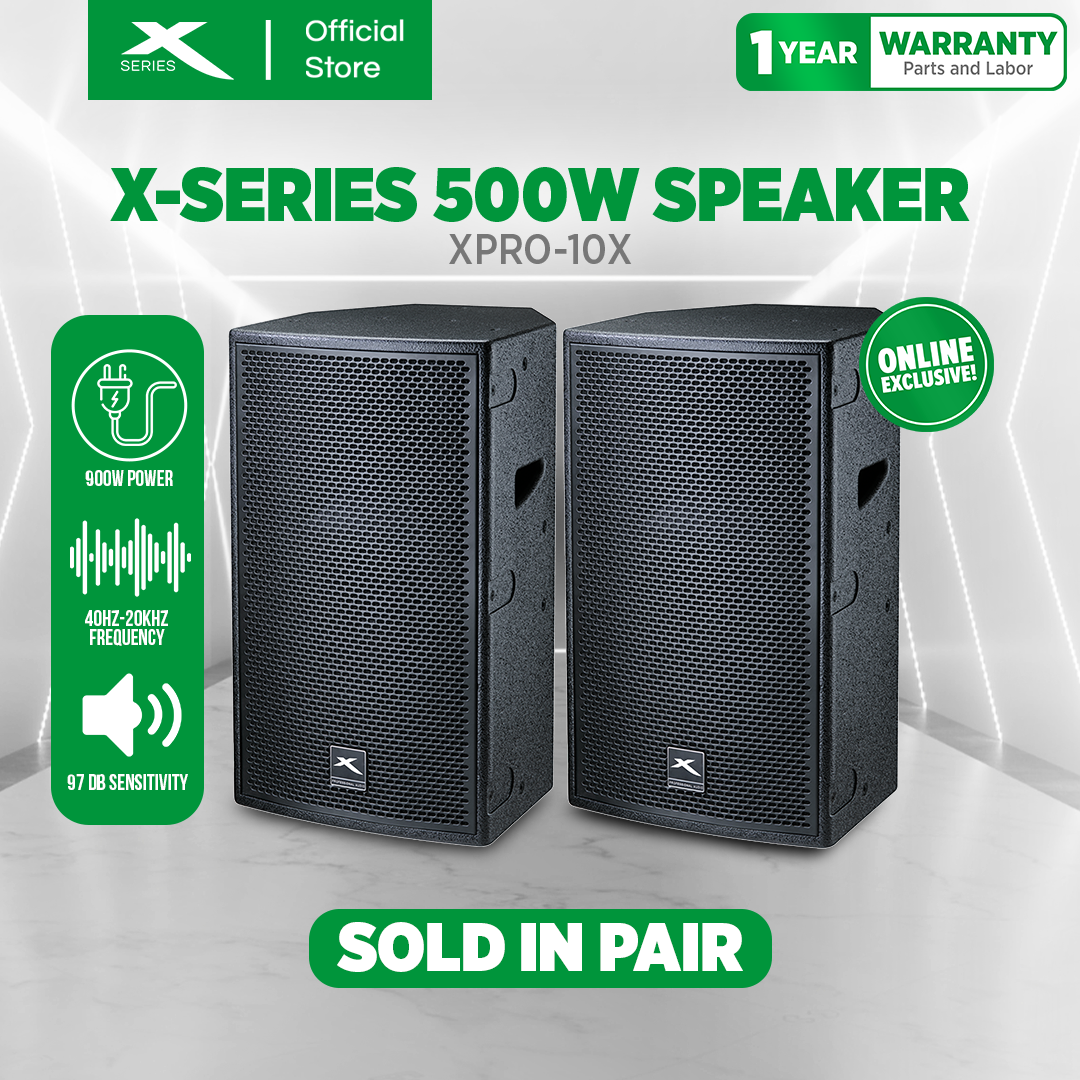 X-SERIES 500W Two Way Speaker 50Hz-20kHz Frequency Response Sensitivity Black (XPRO-10X)