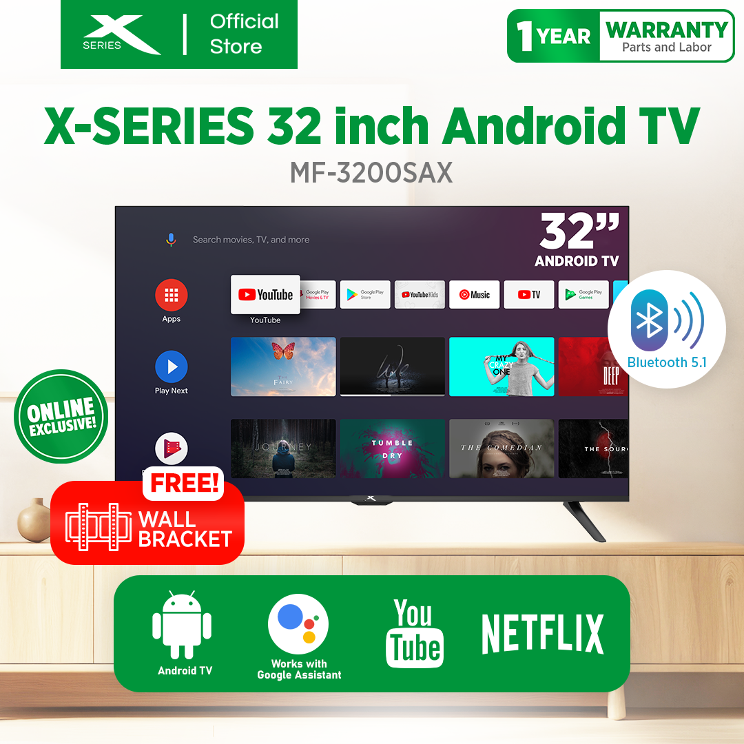 XTREME 32 inch LED TV Android 11.0 HD Frameless with Free Wall Bracket (Black)| MF-3200SA