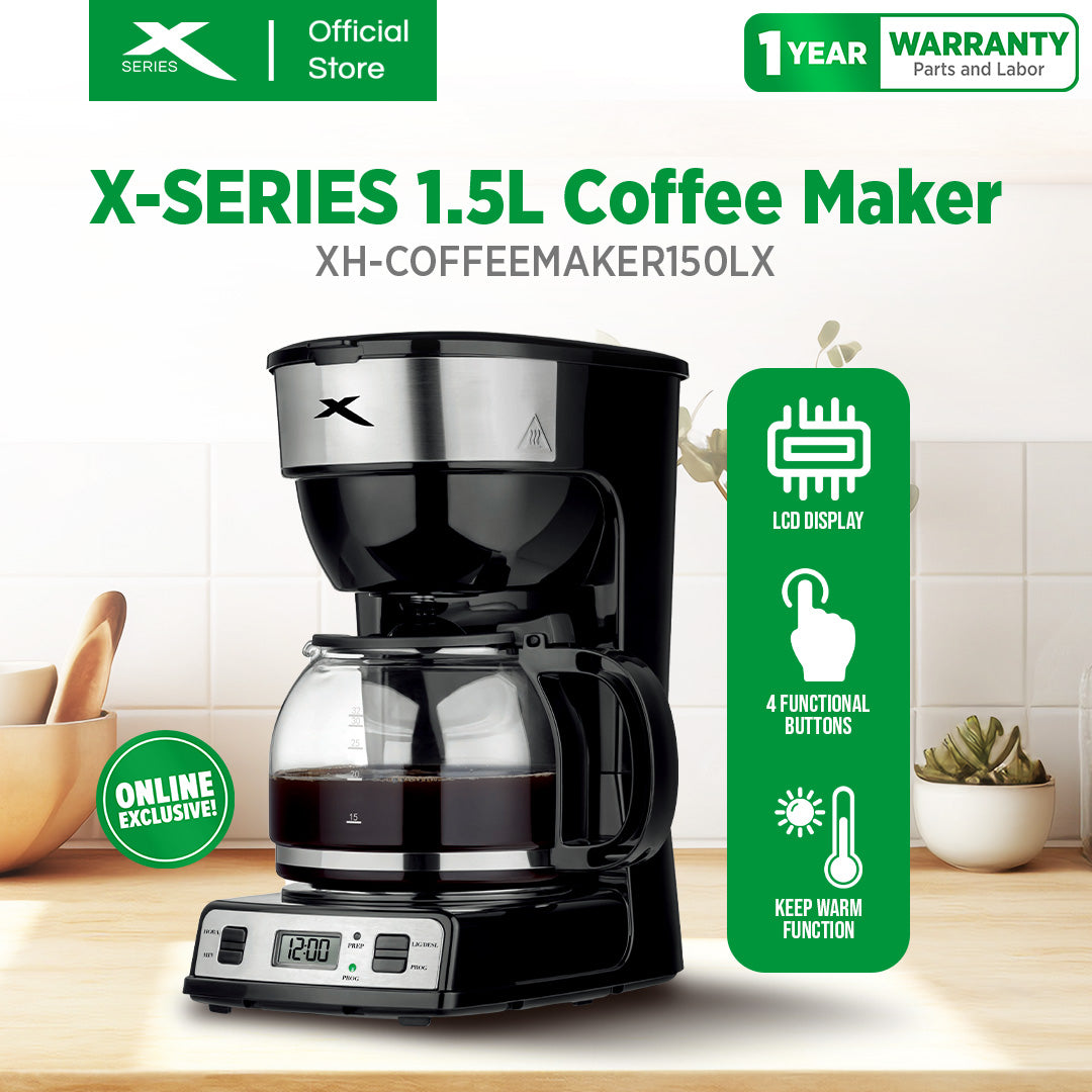 XTREME HOME 1.5L Coffee Maker 4-Functional Buttons Auto Shut-off & LCD Display | XH-COFFEEMAKER150L