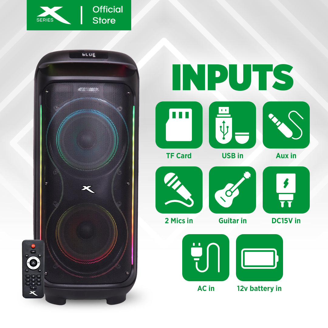 X-SERIES 1600W Party Speaker Output12V 100W Battery 12V 9000MAH Speaker 8" FMUSB Bluetooth IX-PARTYSPEAKERO8X]