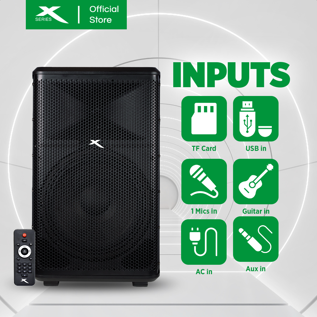 X-SERIES 1800W Concert Speaker with 2 Wireless Mic, Bluetooth, TF Card and Aux Input (X-LIVE12X)