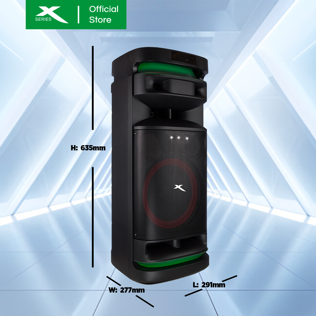 X-SERIES 1000W DJ Speaker with 2 Wireless Mic, Bluetooth, TF Card and Aux Input (X-RAVE08X)