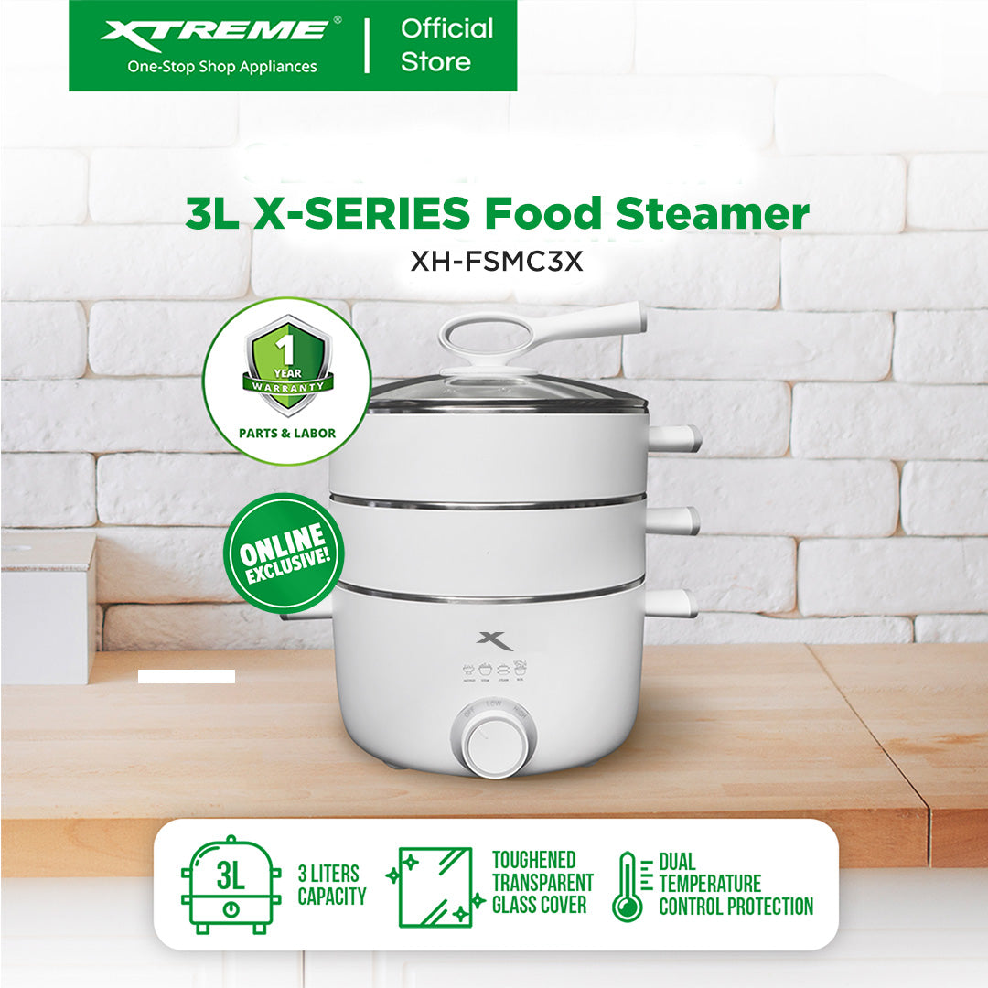 X-SERIES 3L Food Steamer Dual Temperature Control Protection with Two Ties Steame | XH-FSMC3X